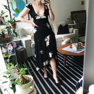 NWT Free People She’s A Waterfall Black Floral Maxi Dress